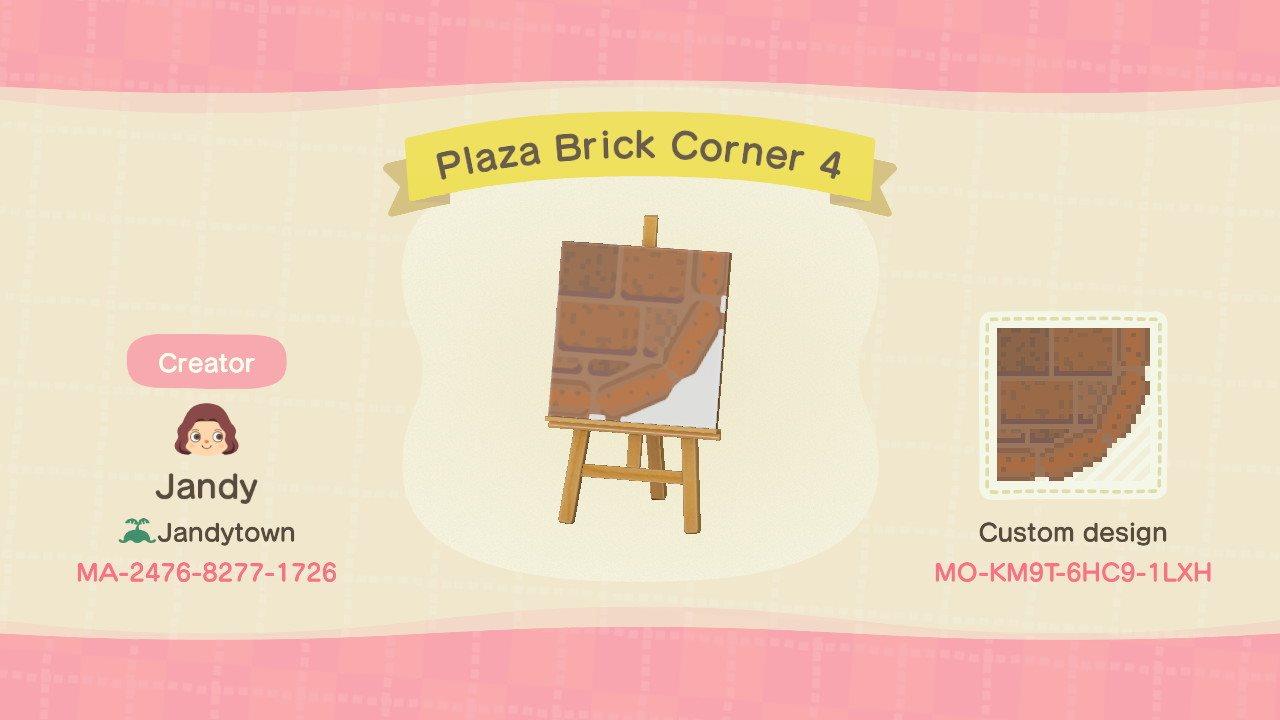 Animal Crossing Design Code: MO-KM9T-6HC9-1LXH Plaza Brick Corner 4