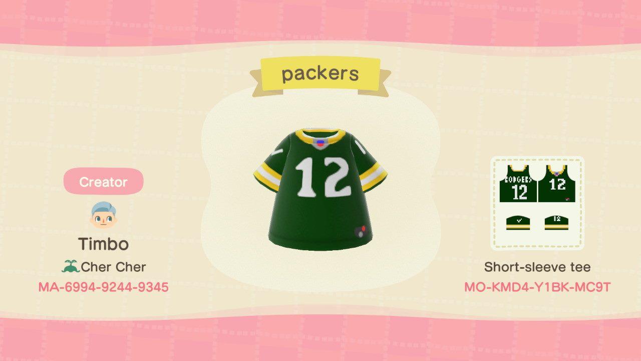 Animal Crossing Design Code: MO-KMD4-Y1BK-MC9T PACKERS RODGERS
