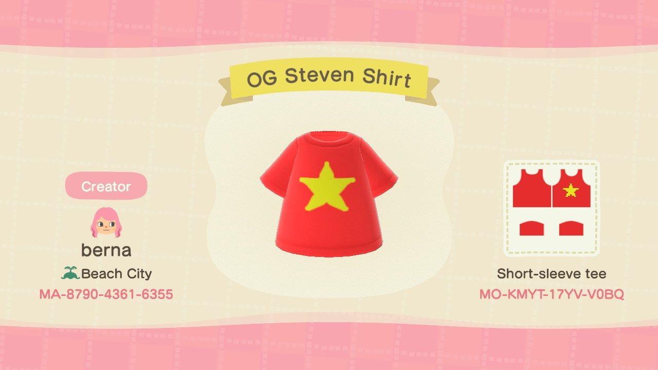 Animal Crossing Design Code: MO-KMYT-17YV-V0BQ OG Steven Shirt