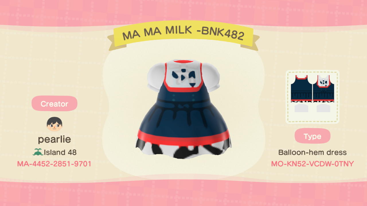 Animal Crossing Design Code: MO-KN52-VCDW-0TNY Ma Ma Milk - BNK48 2