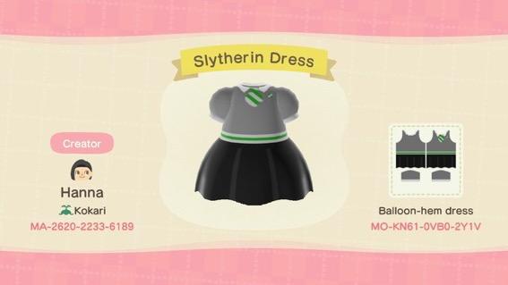 Animal Crossing Design Code: MO-KN61-0VB0-2Y1V Slytherin Dress
