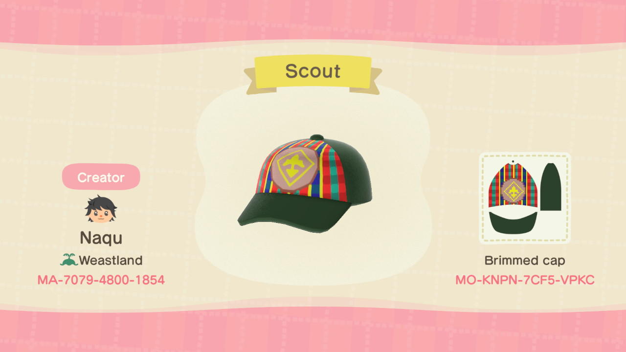 Animal Crossing Design Code: MO-KNPN-7CF5-VPKC Boy Scout Cap