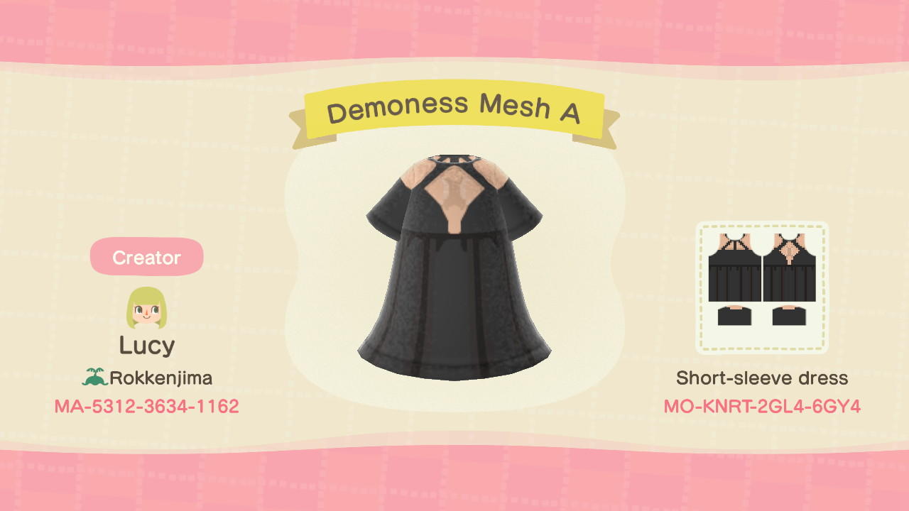 Animal Crossing Design Code: MO-KNRT-2GL4-6GY4 Demoness Mesh A