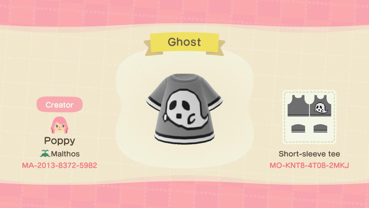 Animal Crossing Design Code: MO-KNT8-4T08-2MKJ Ghost
