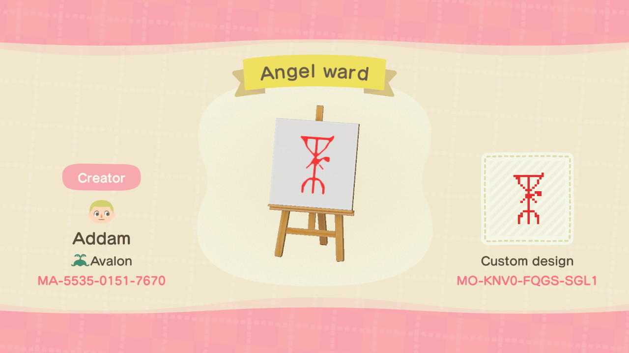 Animal Crossing Design Code: MO-KNV0-FQGS-SGL1 Angel ward