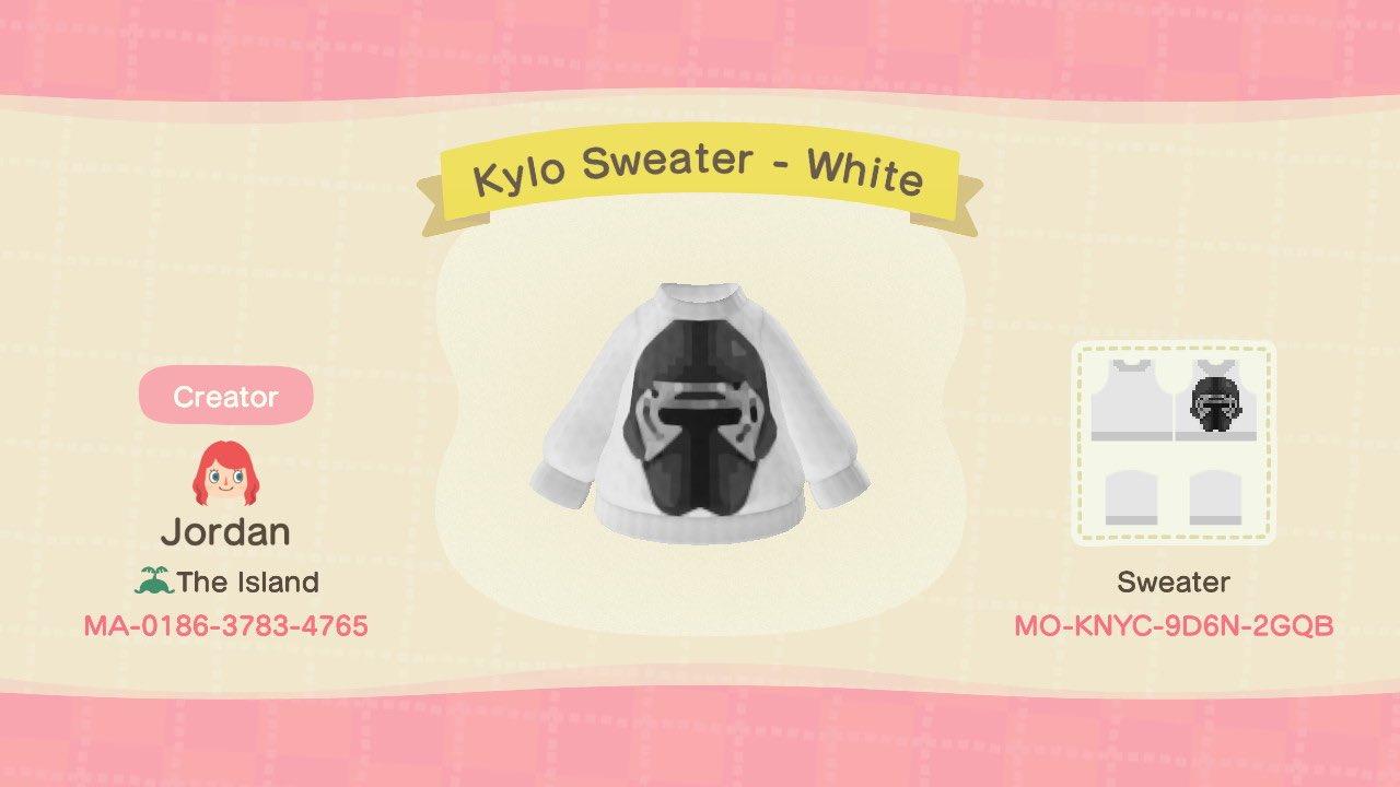 Animal Crossing Design Code: MO-KNYC-9D6N-2GQB Kylo Sweater - White