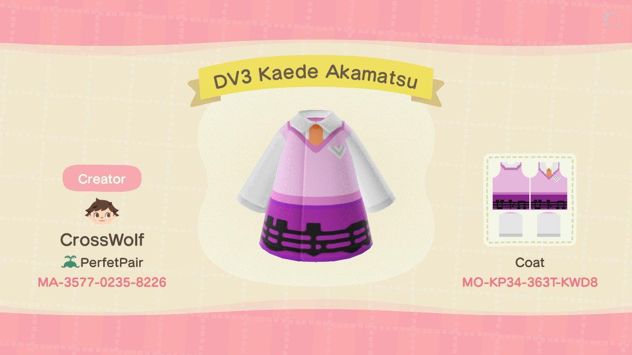 Animal Crossing Design Code: MO-KP34-363T-KWD8 DV3 Kaede Akamatsu
