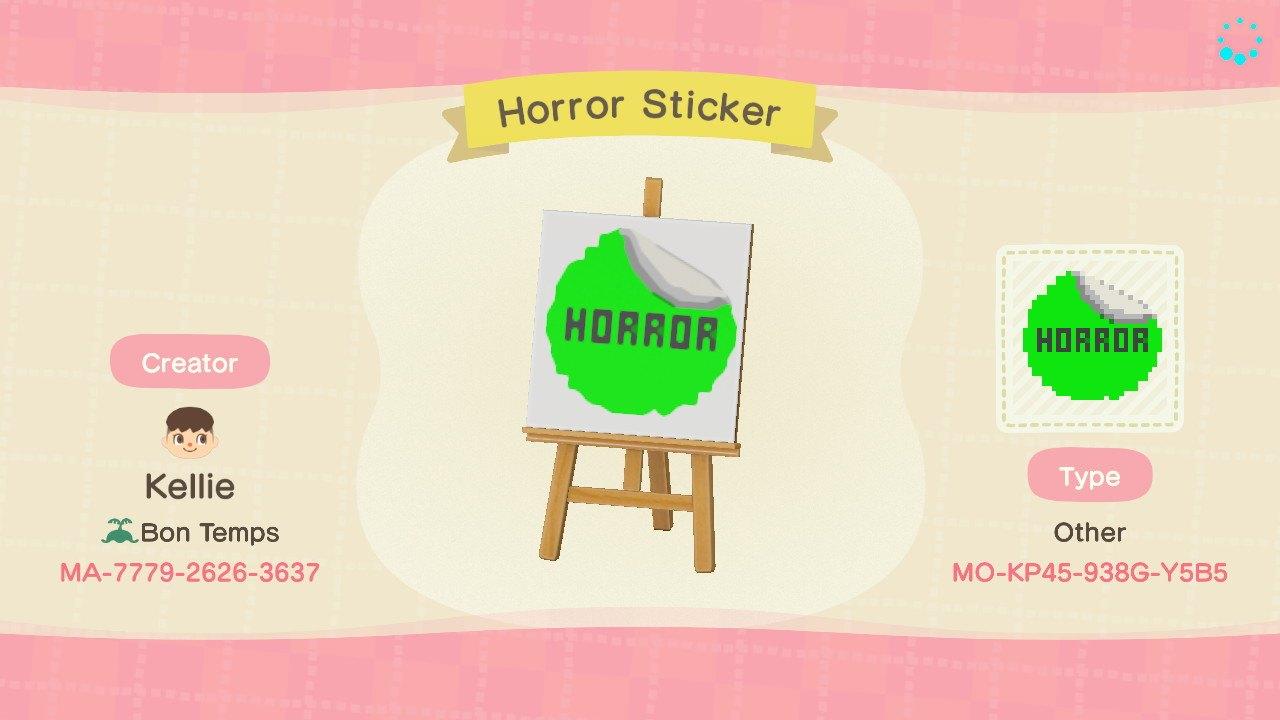 Animal Crossing Design Code: MO-KP45-938G-Y5B5 Horror VHS Sticker