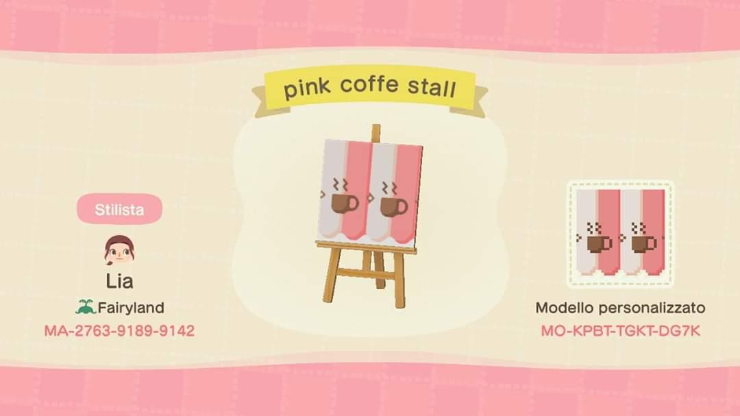 Animal Crossing Design Code: MO-KPBT-TGKT-DG7K Pink Coffe Stall