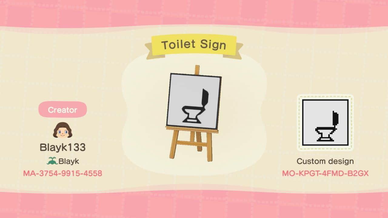 Animal Crossing Design Code: MO-KPGT-4FMD-B2GX Toilet Sign