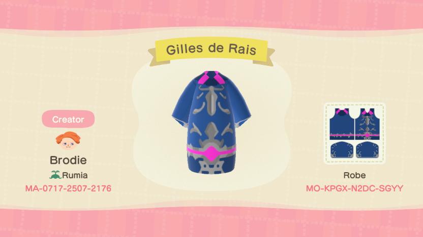 Animal Crossing Design Code: MO-KPGX-N2DC-SGYY Gilles De Rais