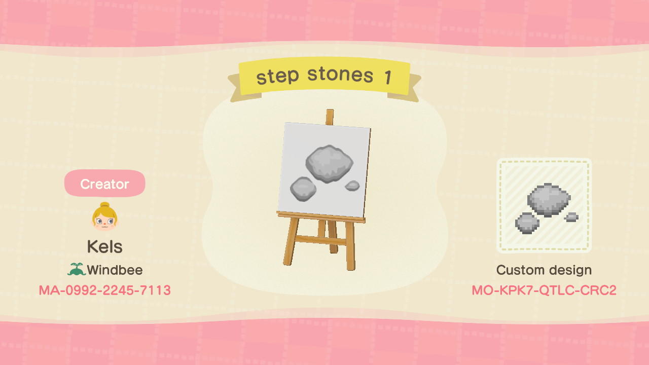 Animal Crossing Design Code: MO-KPK7-QTLC-CRC2 step stones 1