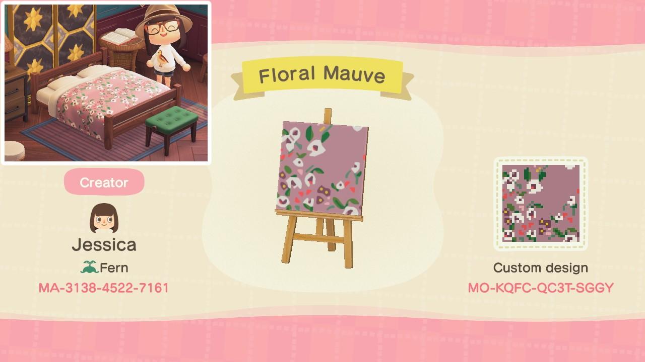 Animal Crossing Design Code: MO-KQFC-QC3T-SGGY Floral Mauve