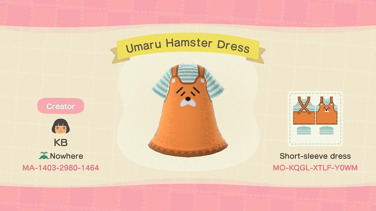 Animal Crossing Design Code: MO-KQGL-XTLF-Y0WM Umaru Hamster Dress