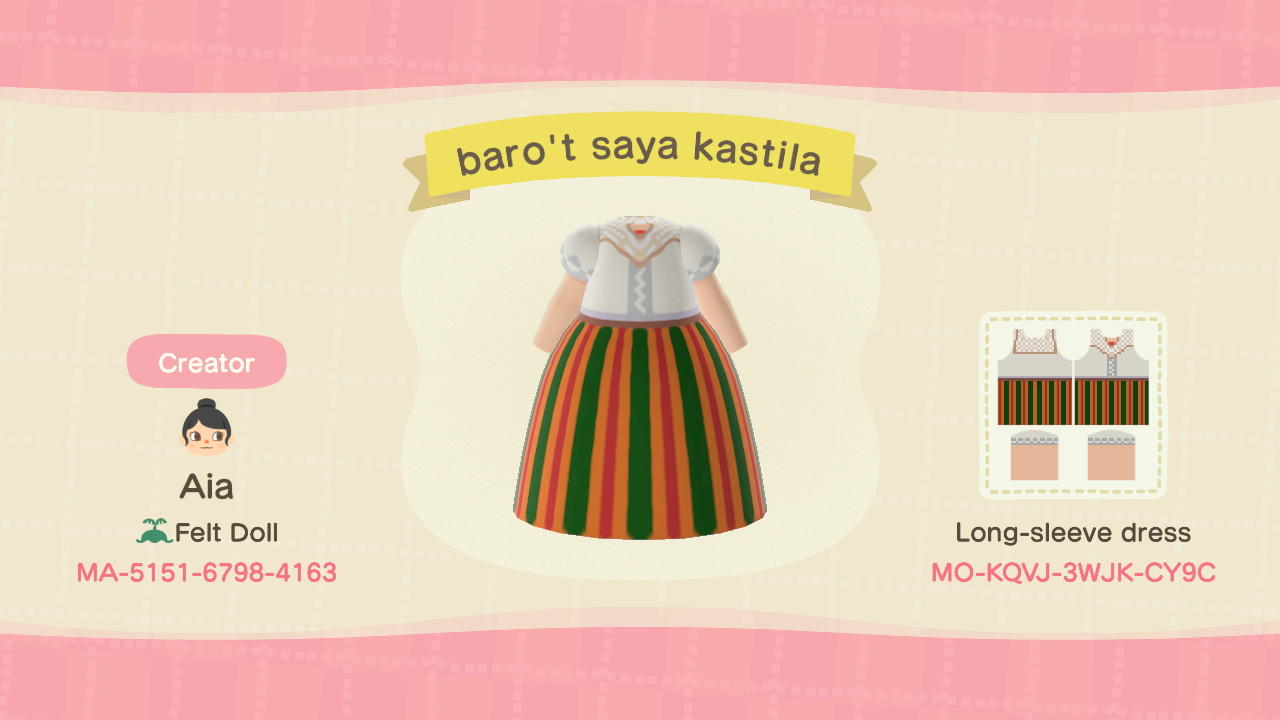 Animal Crossing Design Code: MO-KQVJ-3WJK-CY9C Baro t Saya (ST1)