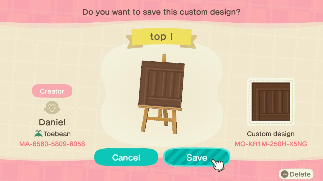 Animal Crossing Design Code: MO-KR1M-250H-X5NG Wooden Border