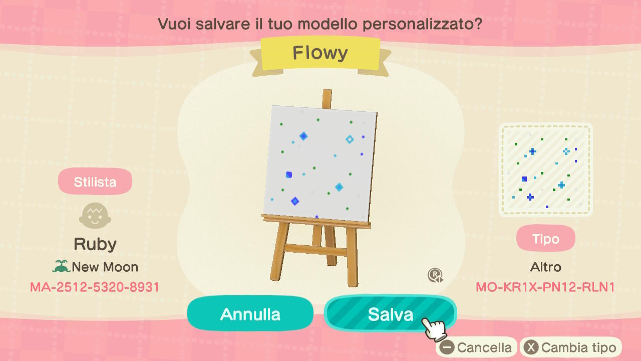 Animal Crossing Design Code: MO-KR1X-PN12-RLN1 Flowy