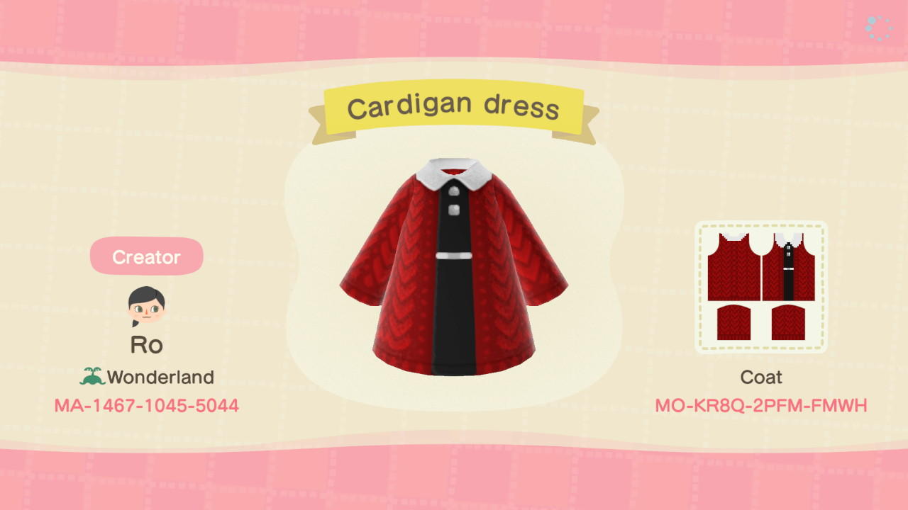 Animal Crossing Design Code: MO-KR8Q-2PFM-FMWH Cardigan dress