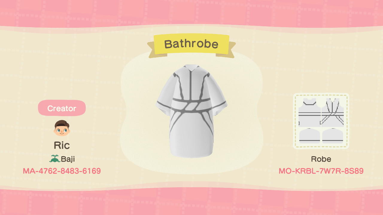 Animal Crossing Design Code: MO-KRBL-7W7R-8S89 Bathrobe