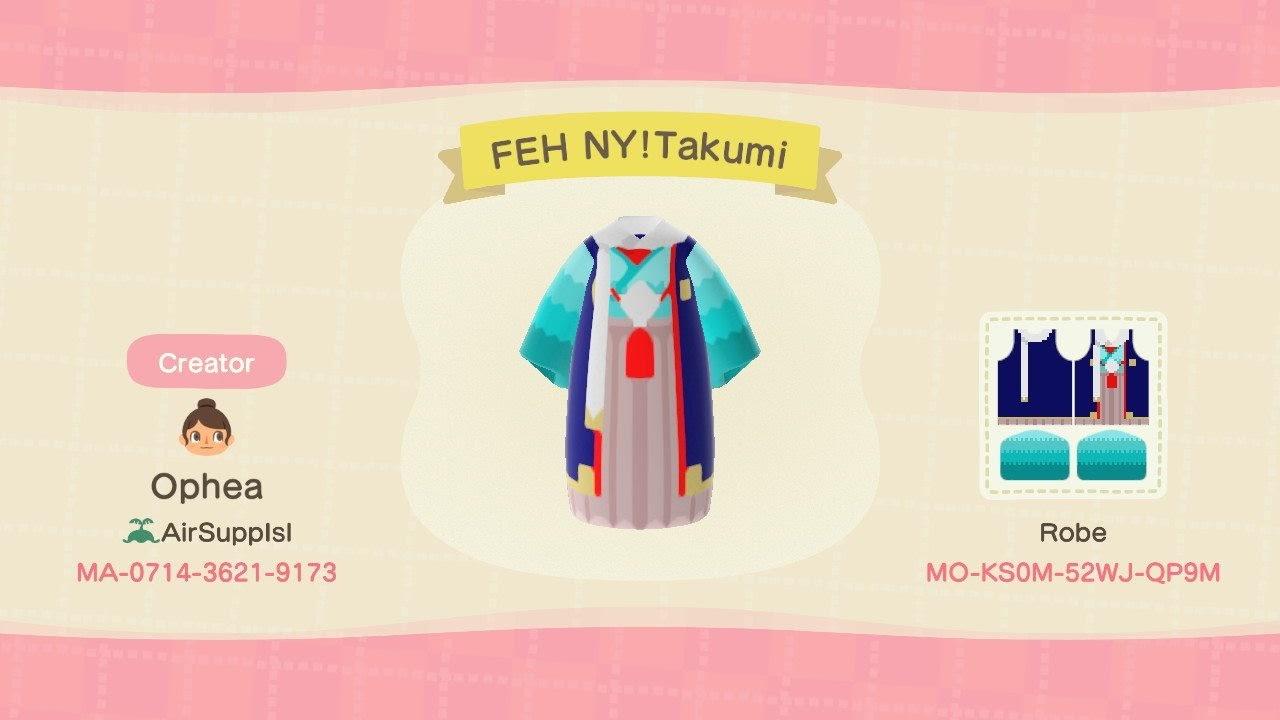Animal Crossing Design Code: MO-KS0M-52WJ-QP9M FEH NY! Takumi