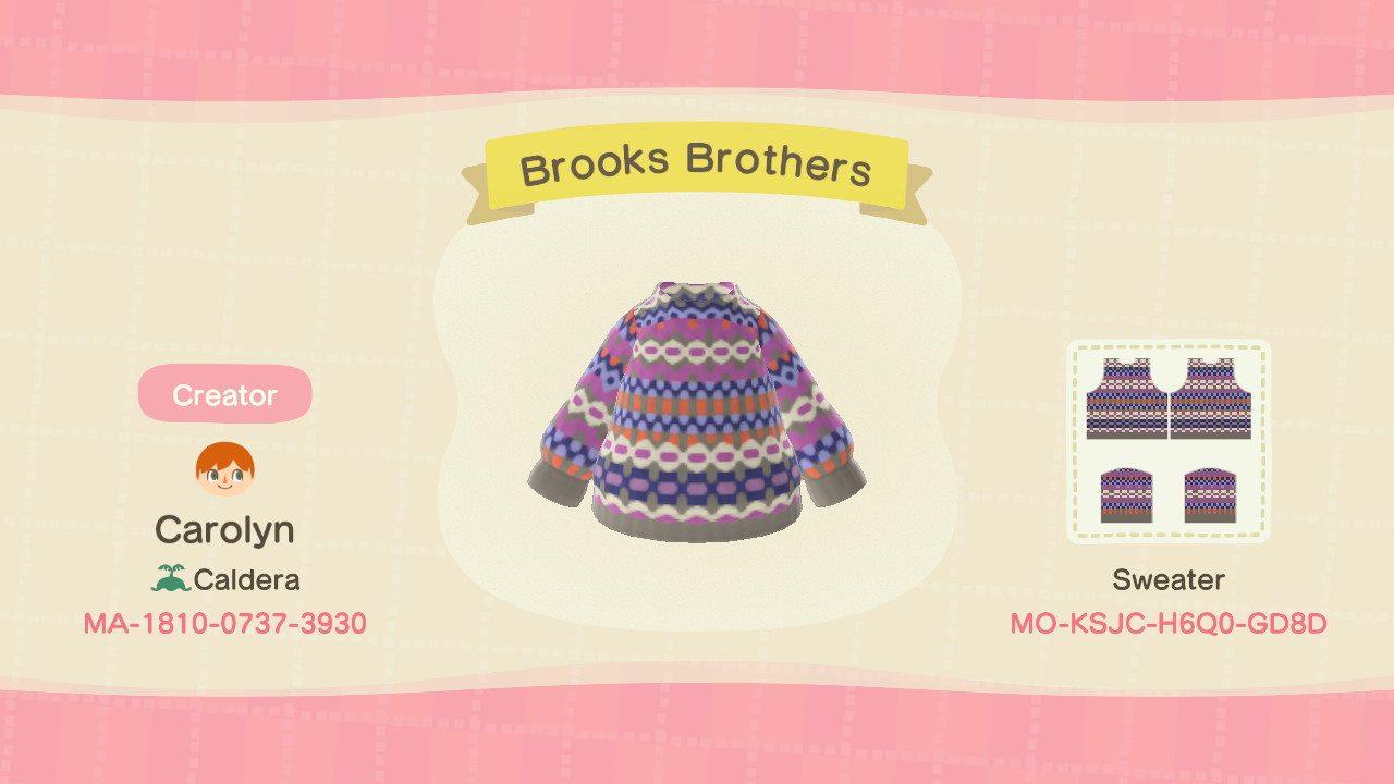 Animal Crossing Design Code: MO-KSJC-H6Q0-GD8D Brooks Brothers