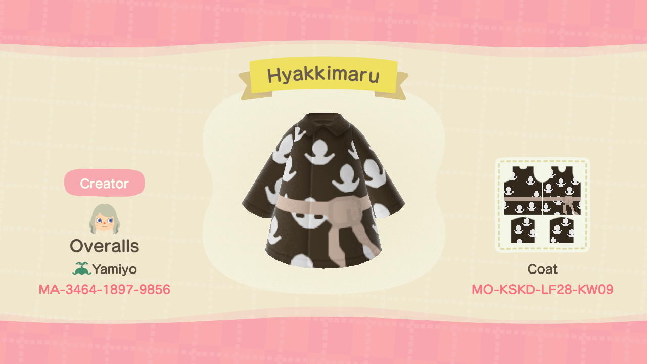 Animal Crossing Design Code: MO-KSKD-LF28-KW09 Hyakkimaru