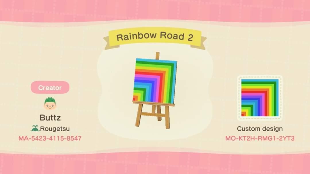 Animal Crossing Design Code: MO-KT2H-RMG1-2YT3 Rainbow Road 2