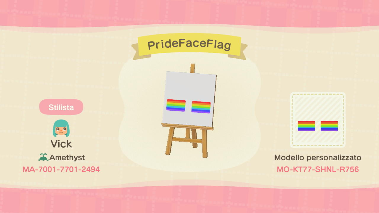 Animal Crossing Design Code: MO-KT77-SHNL-R756 Pride Face Flag