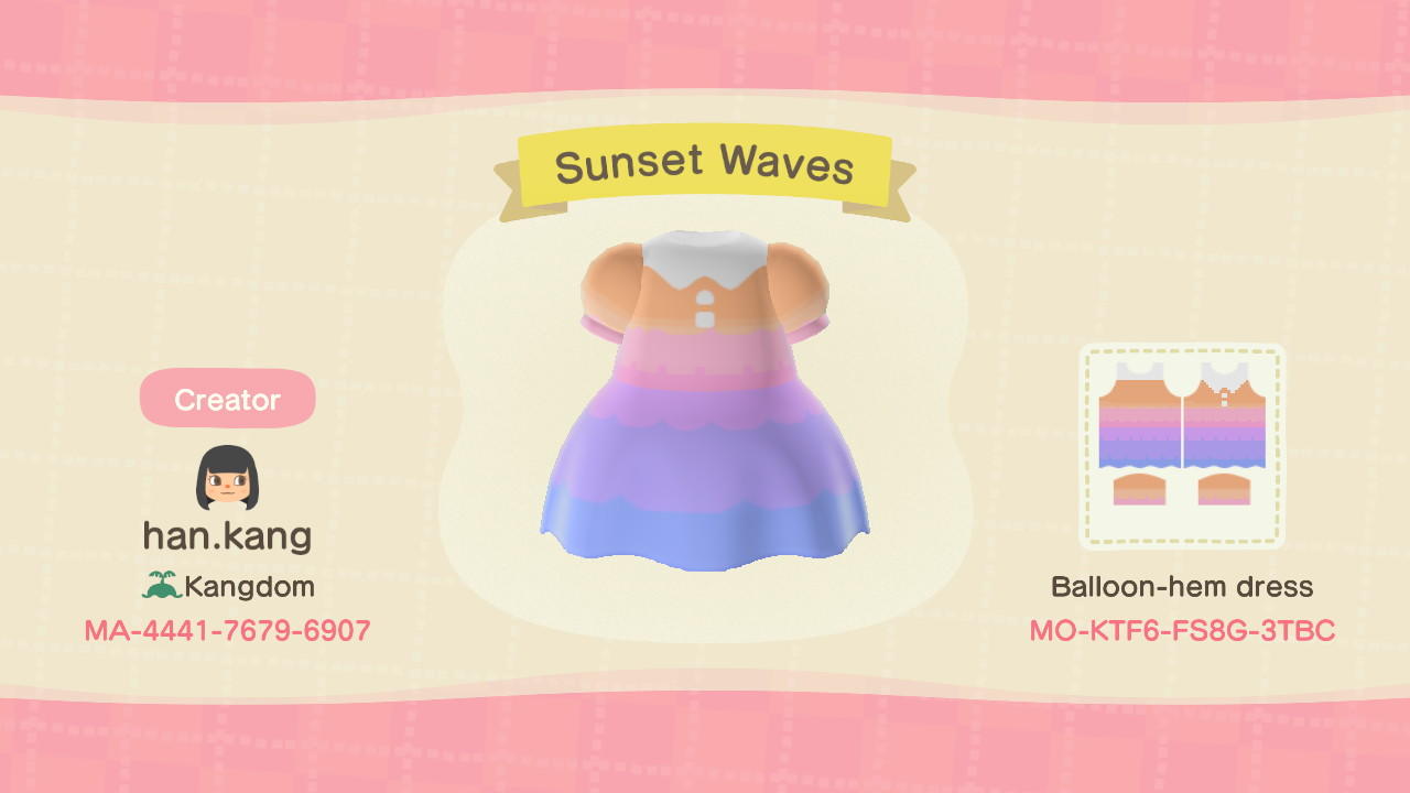 Animal Crossing Design Code: MO-KTF6-FS8G-3TBC Sunset Waves