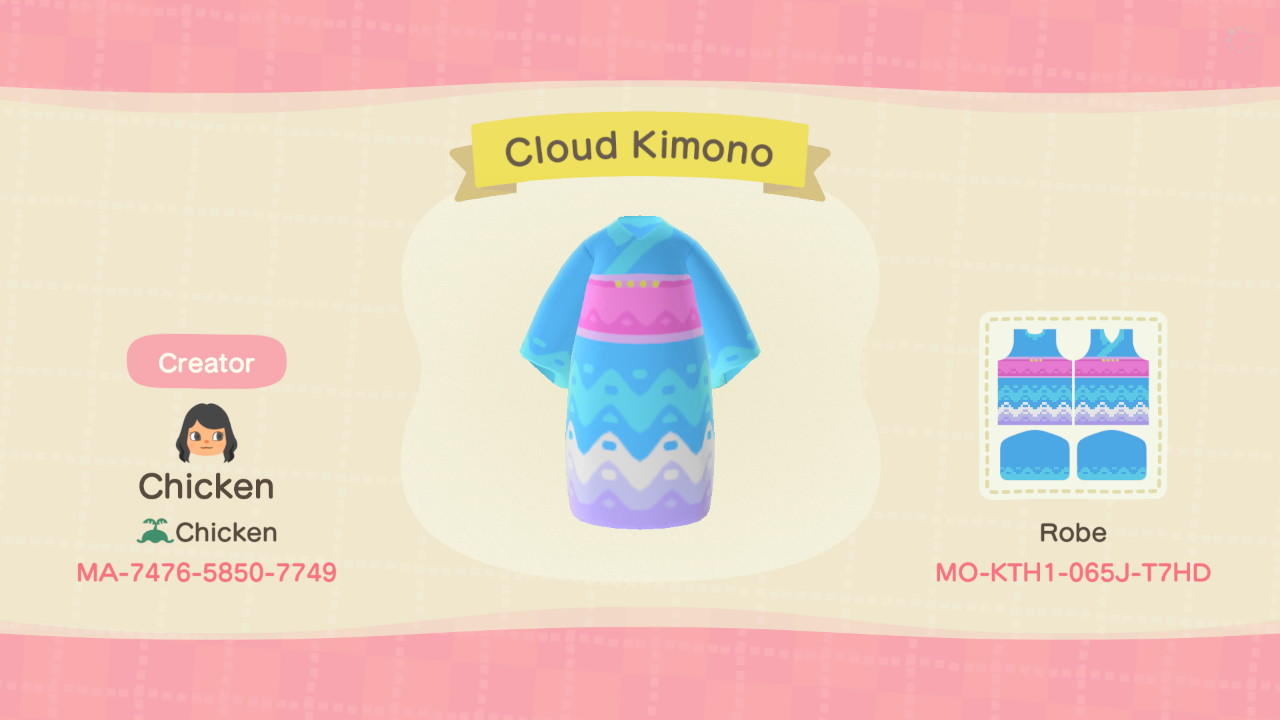 Animal Crossing Design Code: MO-KTH1-065J-T7HD Cloud Kimono