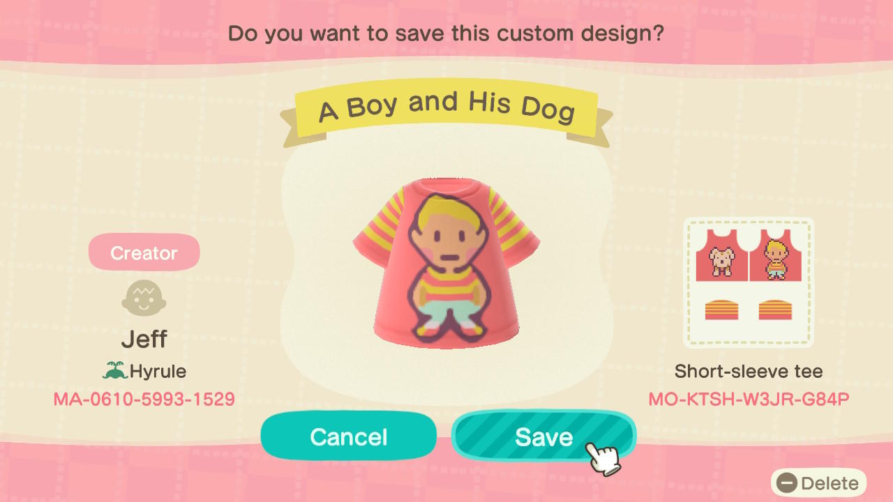 Animal Crossing Design Code: MO-KTSH-W3JR-G84P A Boy and His Dog