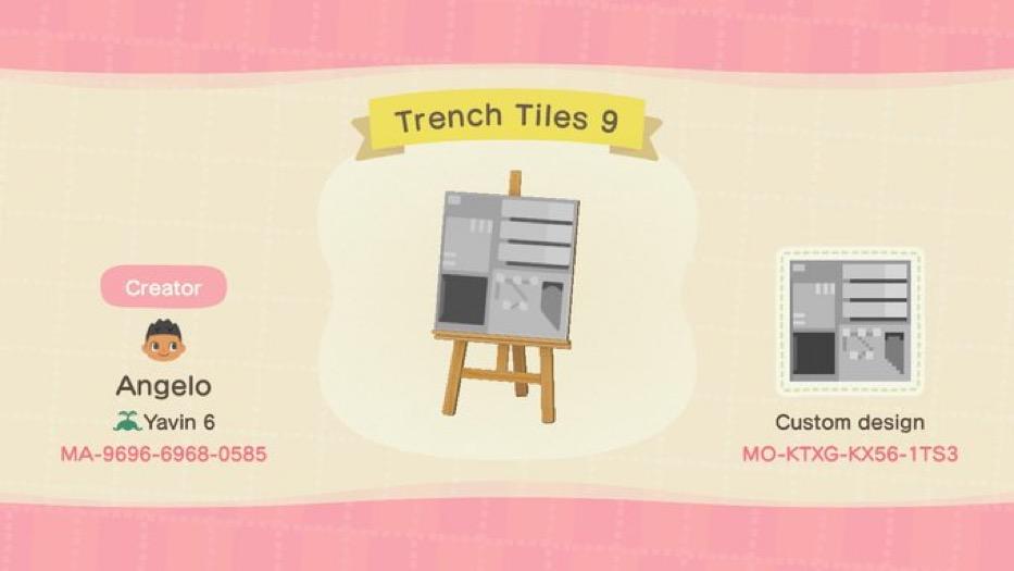 Animal Crossing Design Code: MO-KTXG-KX56-1TS3 Trench Tiles 9