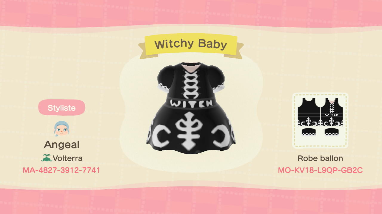 Animal Crossing Design Code: MO-KV18-L9QP-GB2C Witchy Baby