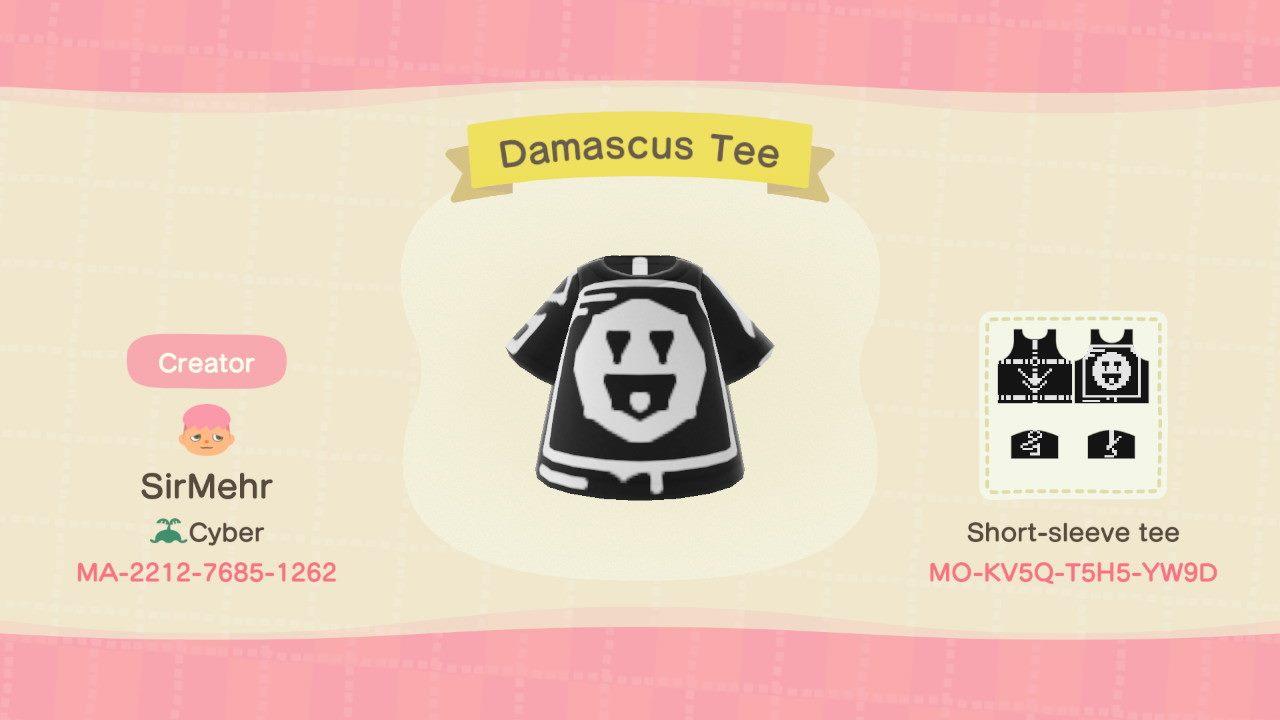 Animal Crossing Design Code: MO-KV5Q-T5H5-YW9D Damascus Tee