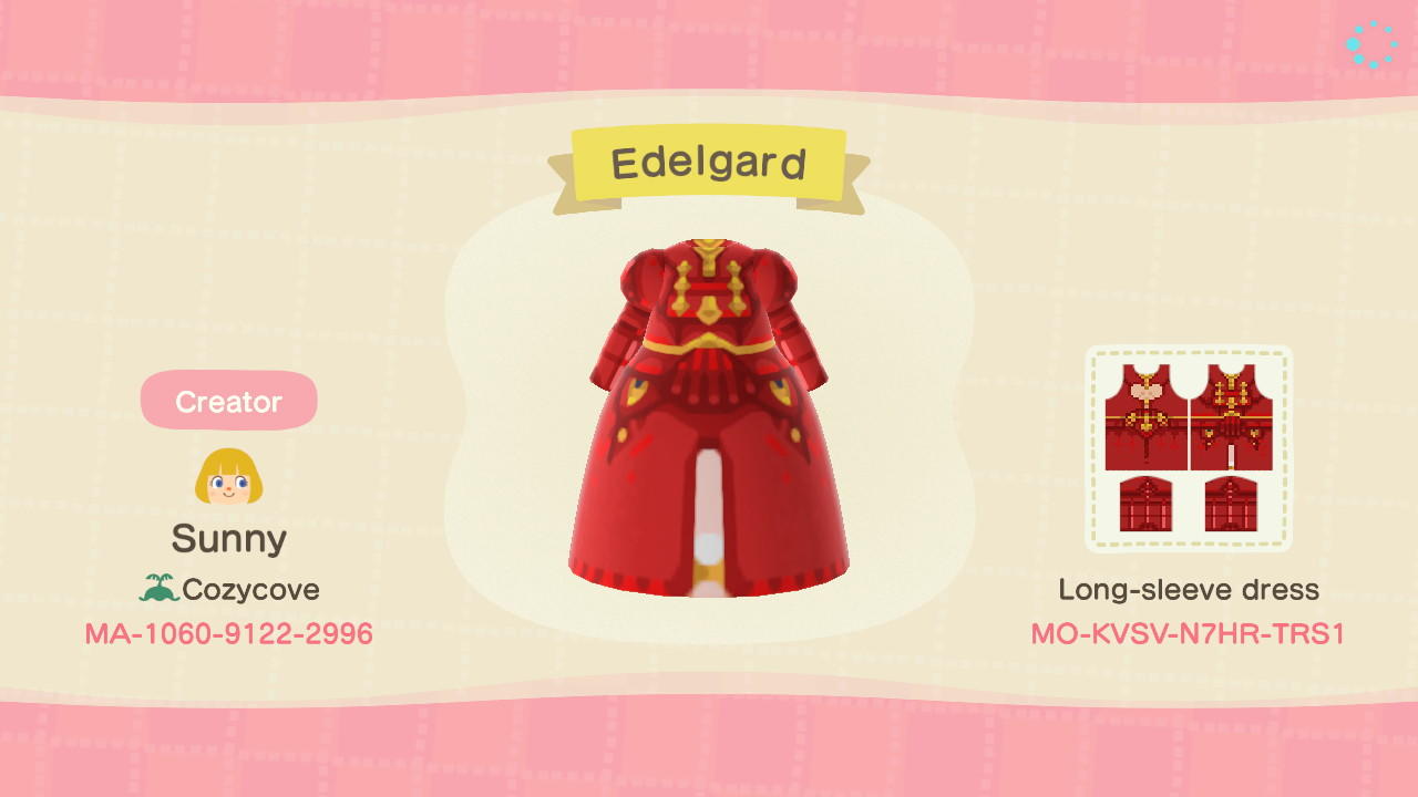 Animal Crossing Design Code: MO-KVSV-N7HR-TRS1 Edelgard