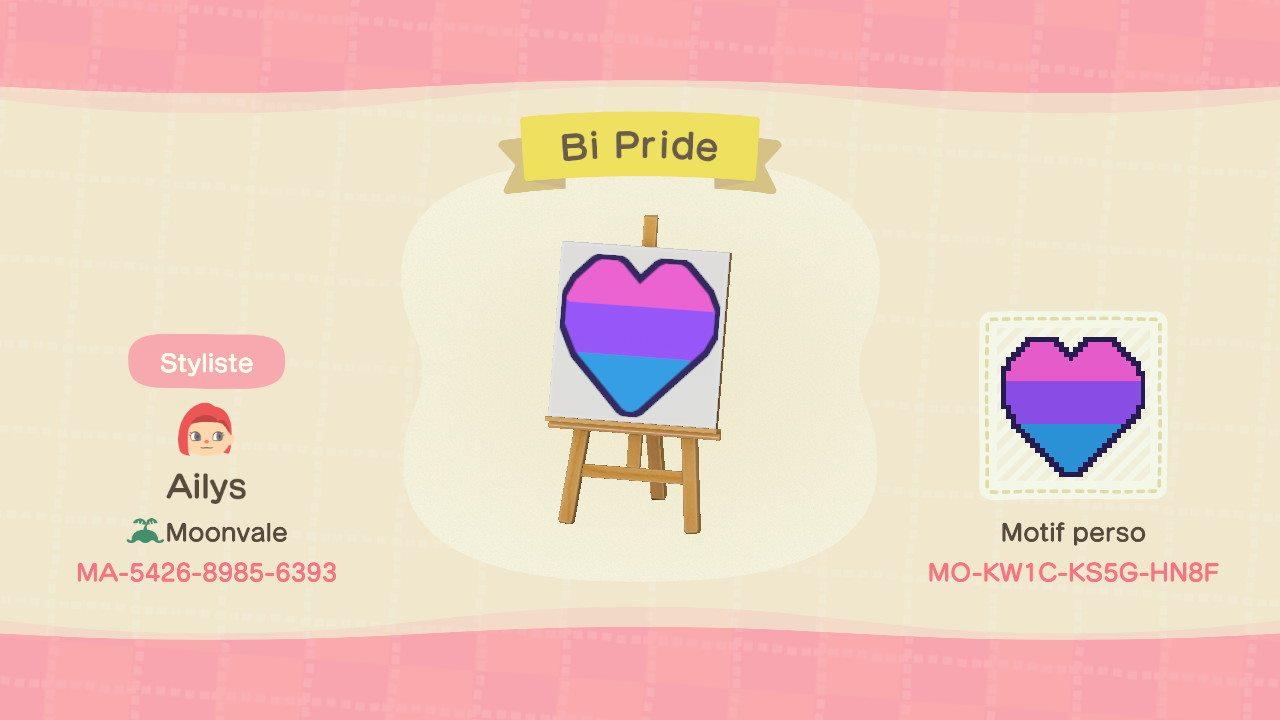 Animal Crossing Design Code: MO-KW1C-KS5G-HN8F Bisexual Pride Heart
