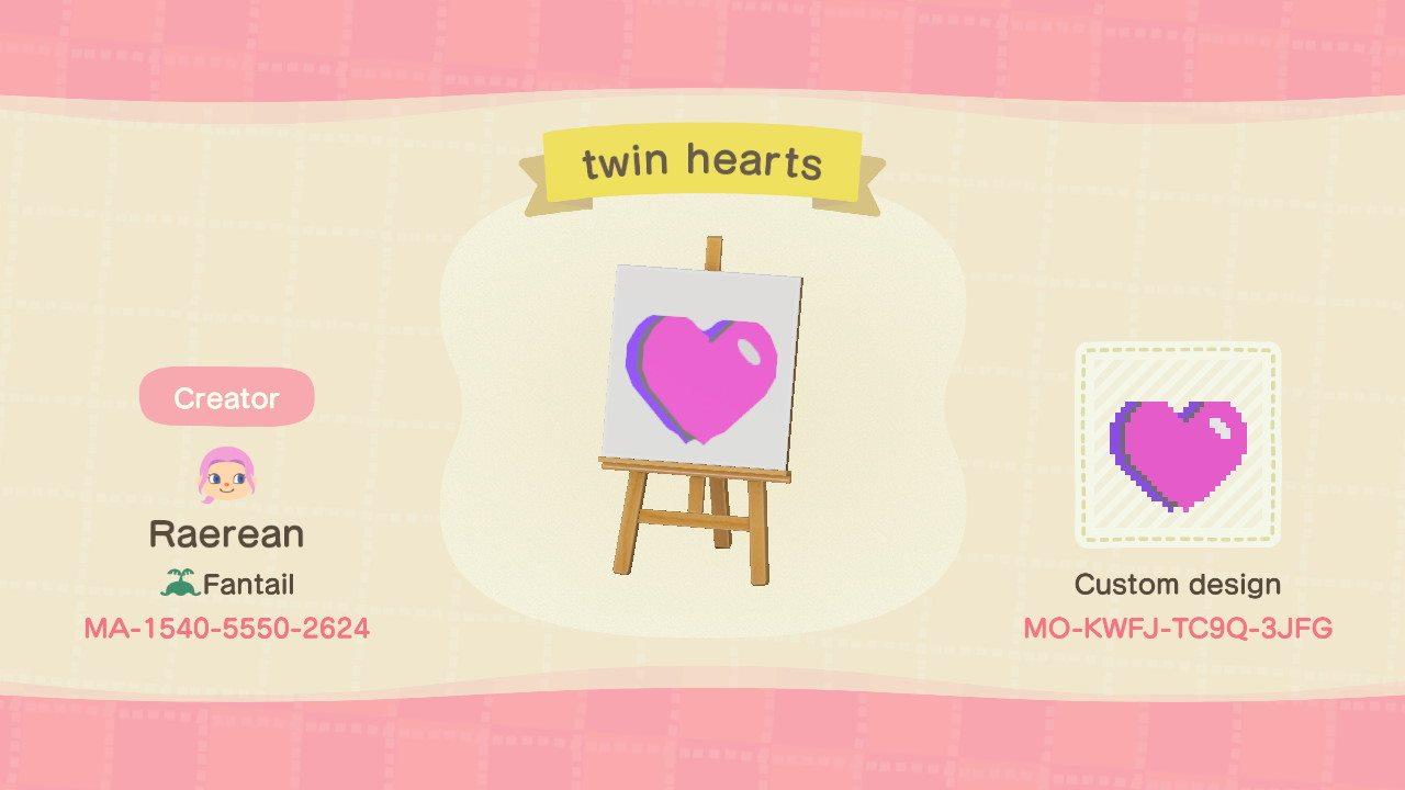 Animal Crossing Design Code: MO-KWFJ-TC9Q-3JFG Twin Hearts