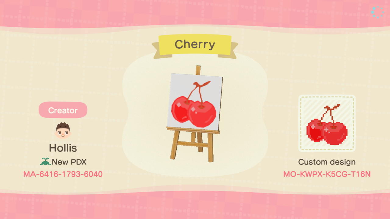 Animal Crossing Design Code: MO-KWPX-K5CG-T16N Cherry