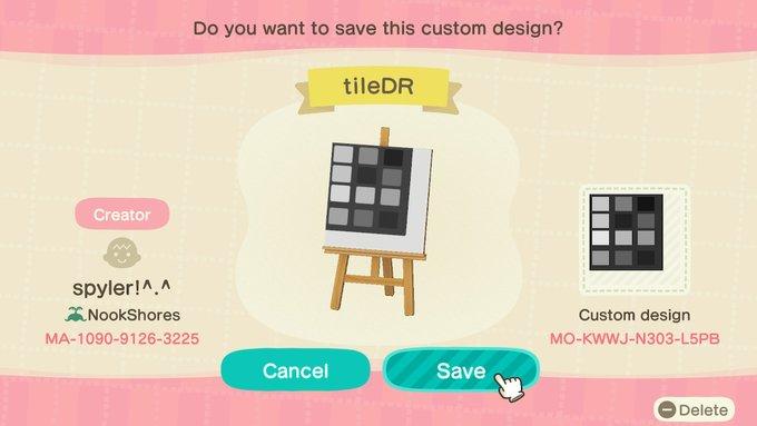 Animal Crossing Design Code: MO-KWWJ-N303-L5PB GrayscaleTileBottomR
