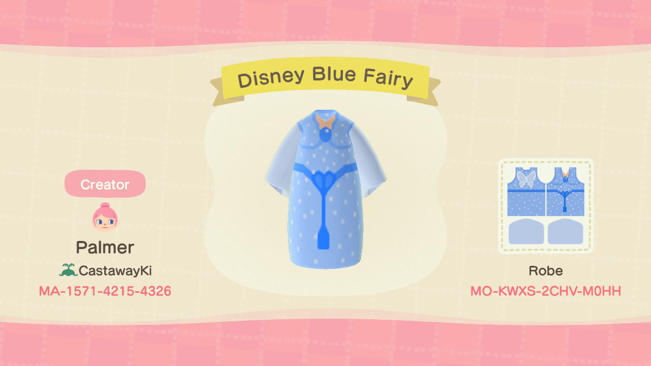 Animal Crossing Design Code: MO-KWXS-2CHV-M0HH Disney Blue Fairy