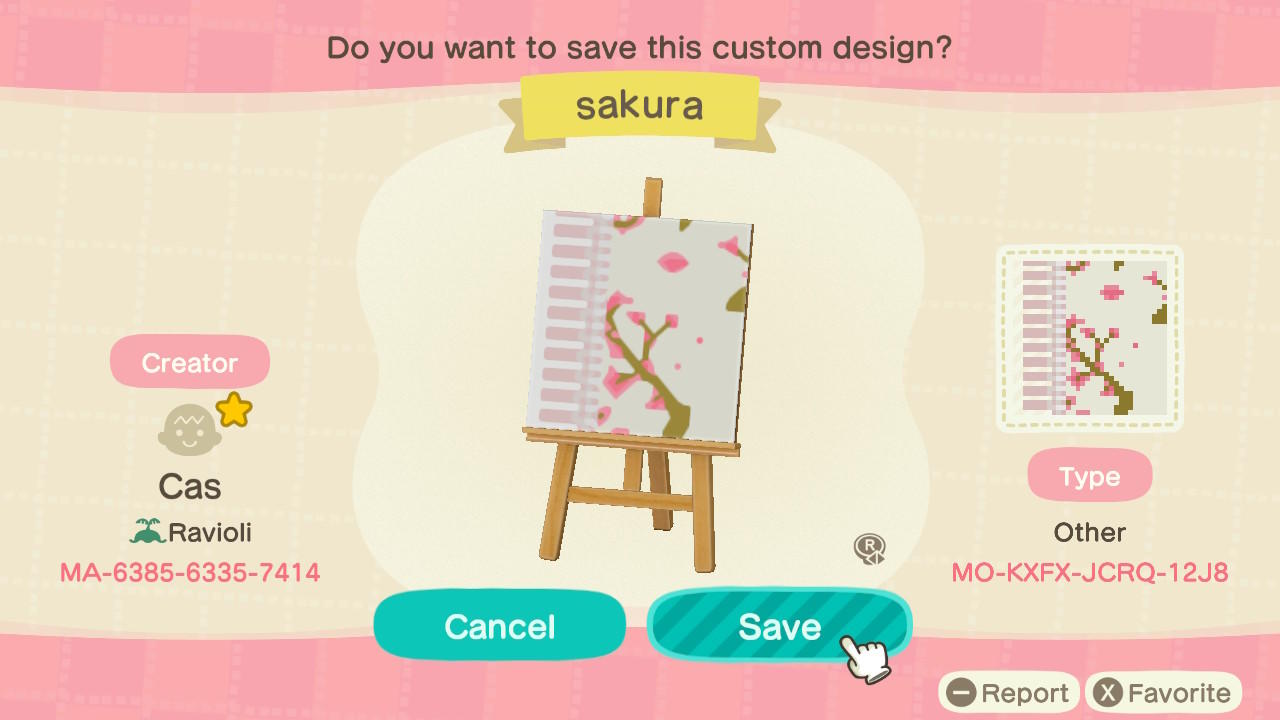 Animal Crossing Design Code: MO-KXFX-JCRQ-12J8 Sakura Rug L