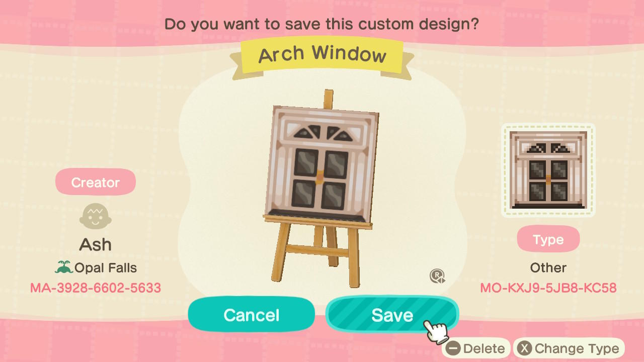 Animal Crossing Design Code: MO-KXJ9-5JB8-KC58 Arched Window