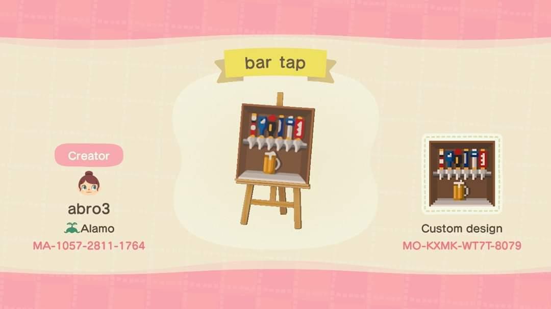 Animal Crossing Design Code: MO-KXMK-WT7T-8079 bar tap