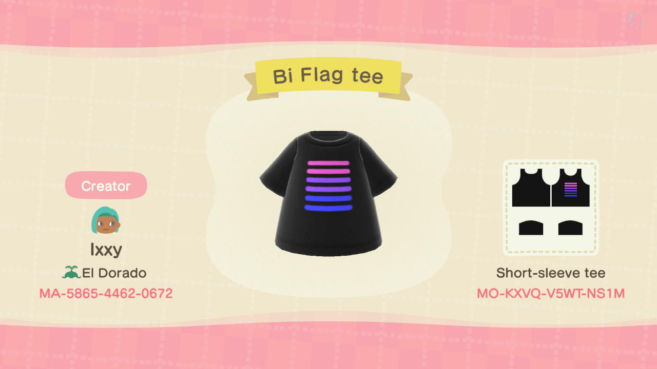 Animal Crossing Design Code: MO-KXVQ-V5WT-NS1M Bi Flag Tee