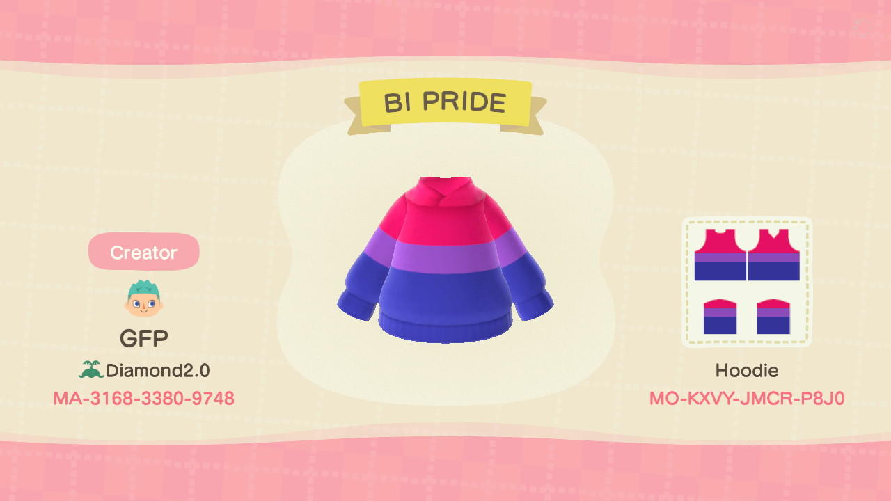 Animal Crossing Design Code: MO-KXVY-JMCR-P8J0 BI PRIDE