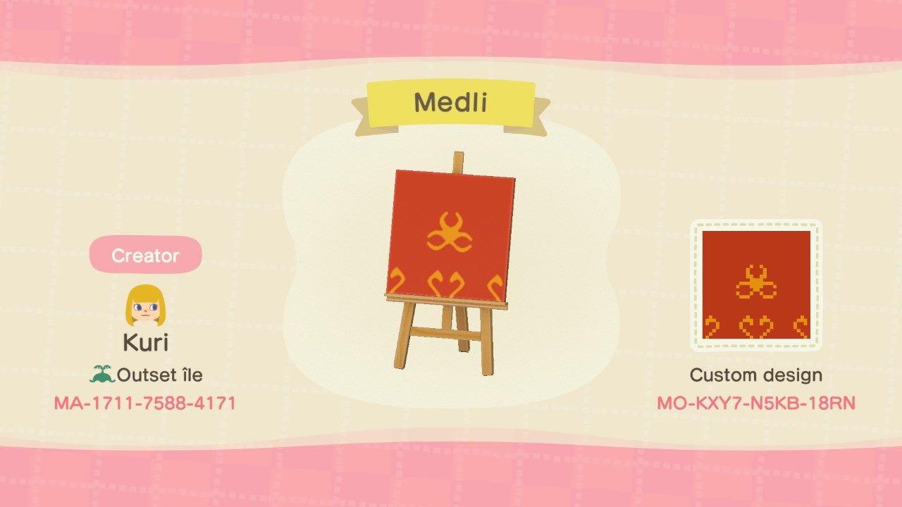 Animal Crossing Design Code: MO-KXY7-N5KB-18RN Medli LoZWW