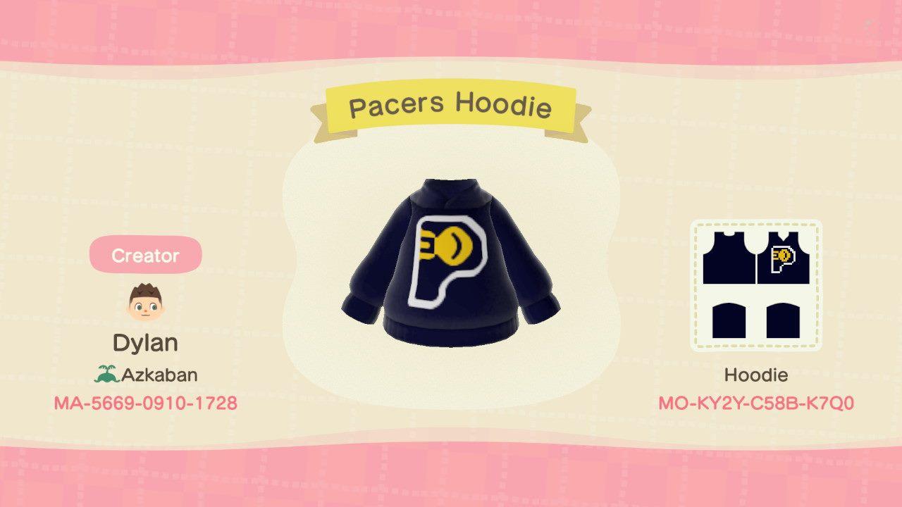 Animal Crossing Design Code: MO-KY2Y-C58B-K7Q0 Pacers Hoodie