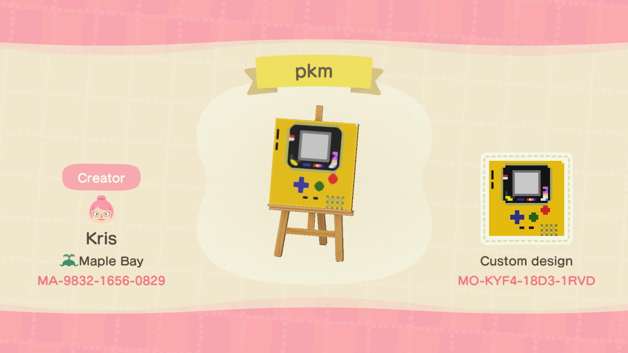 Animal Crossing Design Code: MO-KYF4-18D3-1RVD Pokemon Gameboy