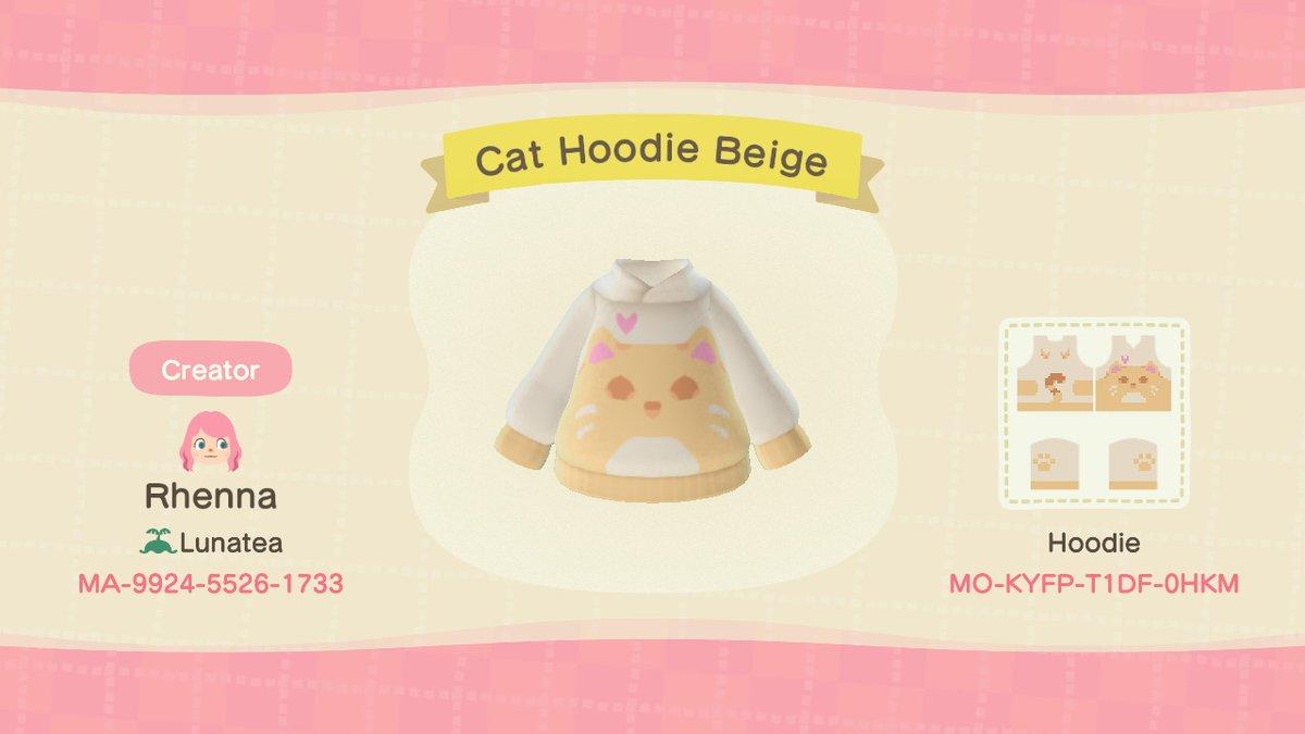 Animal Crossing Design Code: MO-KYFP-T1DF-0HKM Cat Hoodie Beige