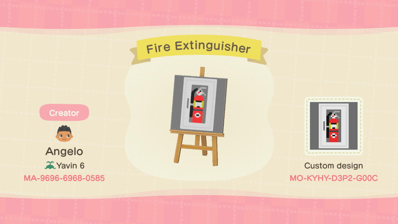 Animal Crossing Design Code: MO-KYHY-D3P2-G00C Fire Extinguisher